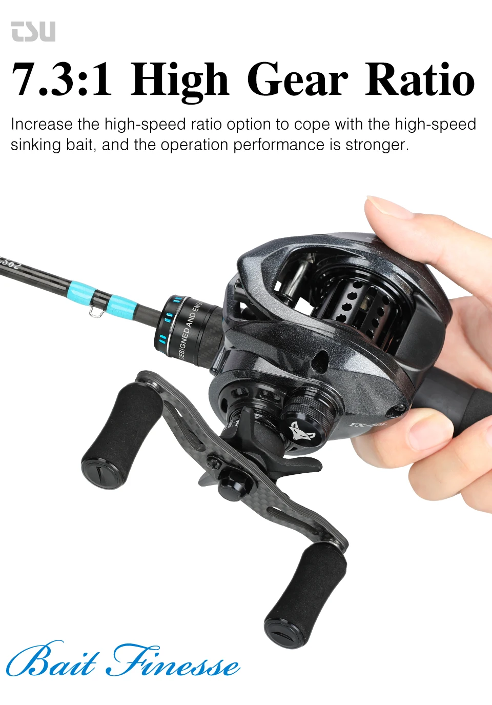 TSURINOYA Ultra-light 142g Carbon Baitcasting Fishing Reel SPIRIT FOX-50,  FOX-50H