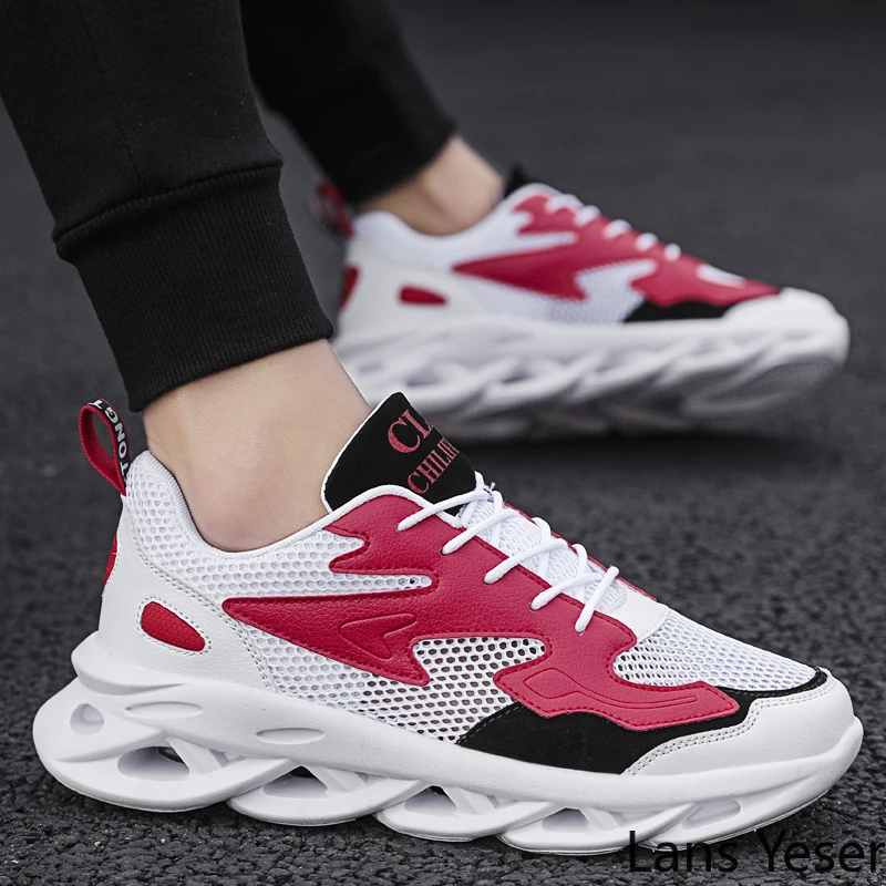 

2020 Summer Running Shoes Mesh Hollow Breathable Daddy Women Casual Shoes Blade Cushioning Height Increasing Men Sneaker