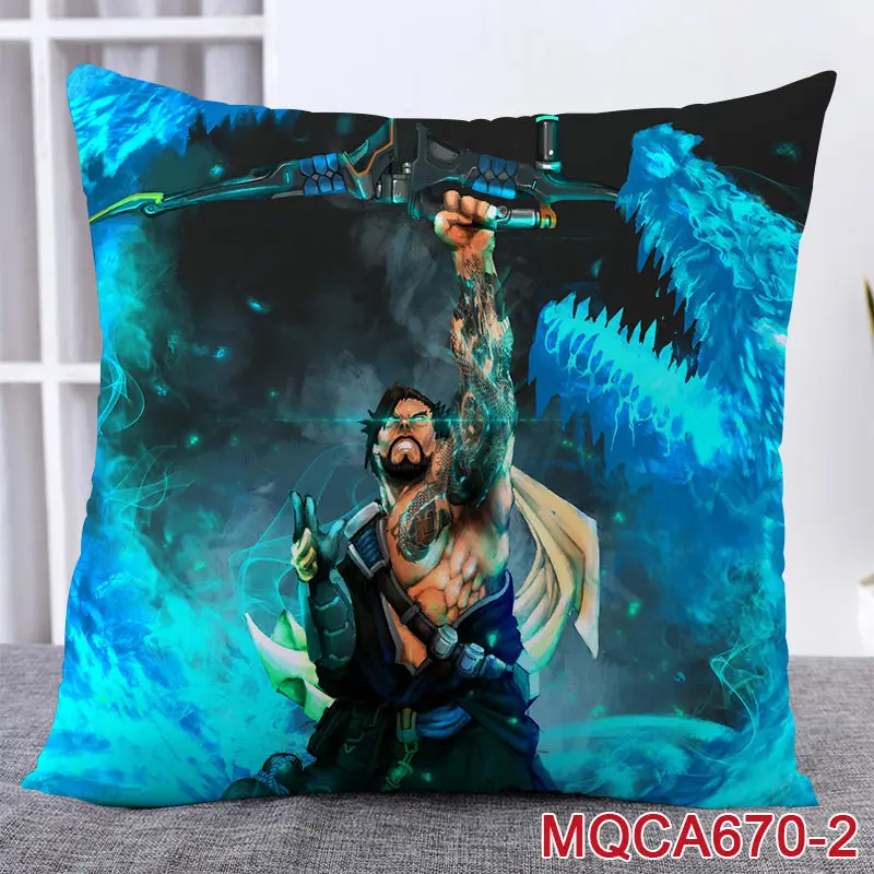 45X45 см аниме игра Overwatch наволочка OW dva Mercy Mei Hanzo Genji Reaper Dakimakura Чехол 3D двухсторонний принт наволочка - Цвет: 1