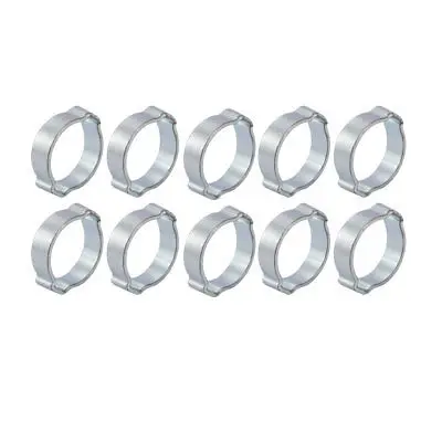 

10 Pcs Zinc Plated Iron 17mm-20mm 2-Ear Hose Clamp for Fuel Air Water Pipe