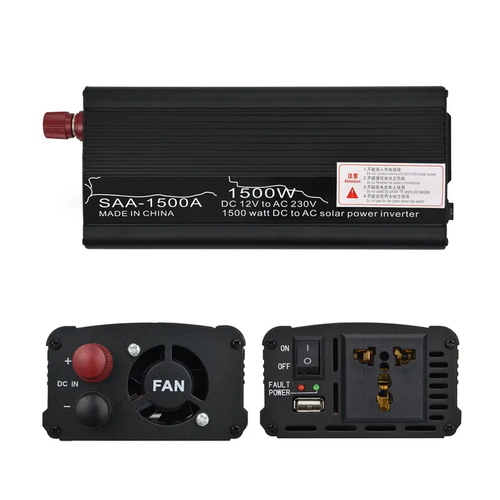 

XUYUAN Car Inverter DC 12V AC 220V 50Hz Auto Inverter 1500W Solar Power Inverter Charger Converter Transformer System