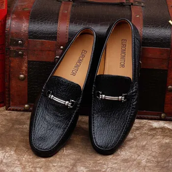 

ourui new arrival sharkskin male men doug shoes black Genuine sharkskin leather leisure Single shoes Men shoes