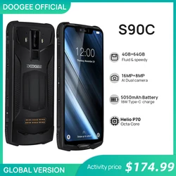 Смартфон DOOGEE S90C, IP68, упрочненный, 6,18 дюйма, 12 В, 2 А, 5050 мАч, Helio P70, 8 ядер, 4 + 64 ГБ, 16 + 8 Мп, Android 9,0