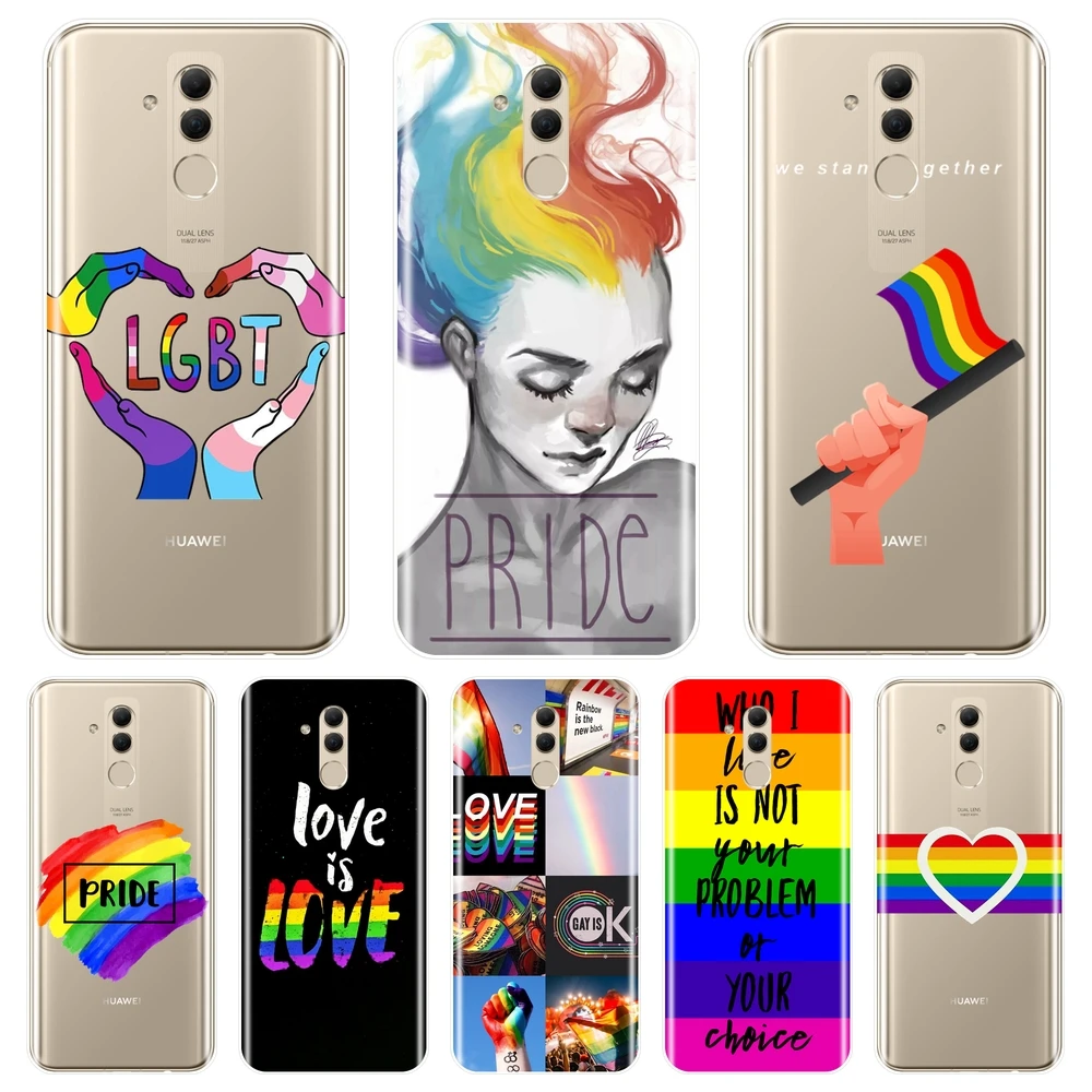 Тпу чехол для телефона Huawei Mate 9 10 20 Pro силиконовый лгбт гей сердце любовь лесбиянок