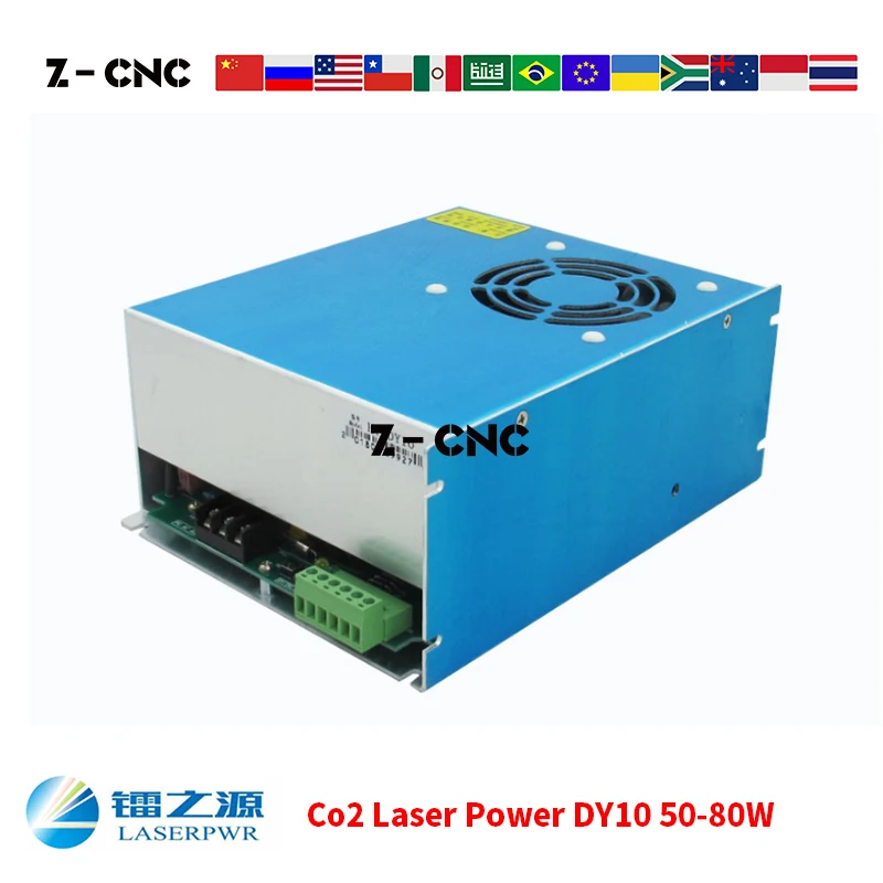 Co2 лазерный Питание DY10 Laserpwr для лазера 50 Вт 60 70 80 HY Синий чехол мощность Hongyuan БП