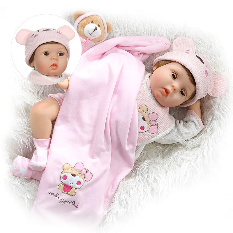 

55CM Soft Body Silicone Reborn Baby Doll Girl blinking eyes Newborn Bebe Doll Lifelike Children Gift Toys