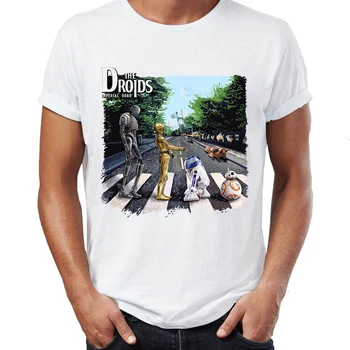

Brand New Men T Shirts 100% Cotton Driod Imperial Road Abby Road R2D2 C3PO Game Awesome Artwork Printed Tee Shirts Oversize