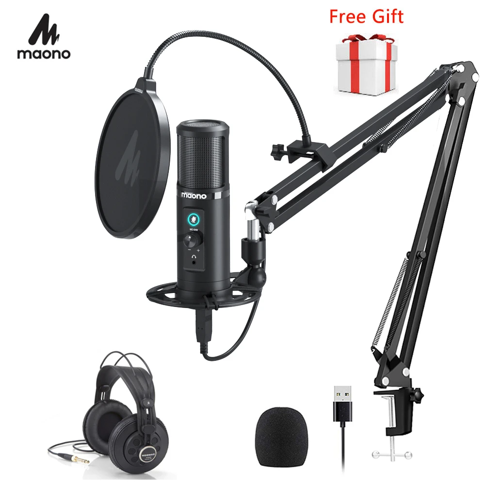 100% MAONO PM422 USB микрофон с нулевой задержкой мониторинга 192 кГц/24 бит