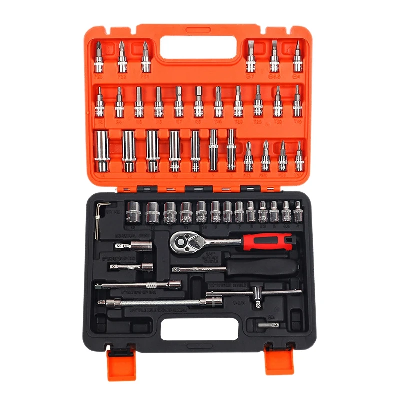 

53Pcs Auto Car Motorcycle Repair Tool Ratchet Wrench Sleeve Joint Hardware Kit