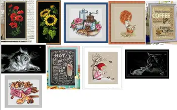 

Red poppy flowers cross stitch package plant sets aida cloth people kit embroidery DIY handmade needlework