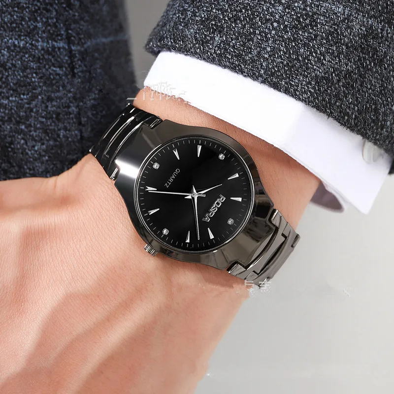 

High Quality Men's Black Stainless Steel Watches For Men Fashion Business Wristwatch Male Casual Simple Clock Relogio Masculino