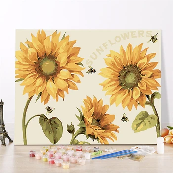 

Lovely Sunflower Paintings By Numbers DIY Pictures Oil Coloring By Numbers Set Gift Drawing By Numbers Canvas Decor New Arrivals