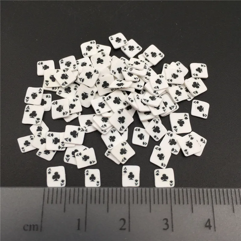 Clubs 4-5mm S 50 г 5-10 мм покерная карточка Fimo Полимерная глина посыпать для детей Diy, мягкая глина для рукоделия/Нейл-арт/украшение для альбома DIY - Цвет: Clubs 4-5mm S