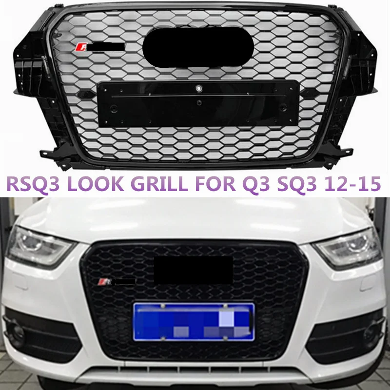 

ABS Honeycomb Grill For Q3 SQ3 RSQ3 2012-2015 Honeycomb Mesh Racing Grill Front Bumper Sport Edition With European Plate Holder