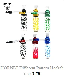 HORNET Rainbow Glass Smoking Pipes Mini Hookah Shisha Water Pipe 120MM Metal Tobacco Pipes With Long Silicone Mouth Filter