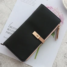 

Women's Wallet Long Solid Color Hasp Coin Purse Female Pu Leather Card Holder Wallets Clutch Money Clip Purses Card Holder