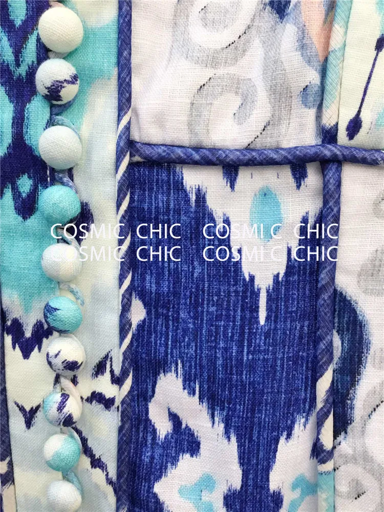 Cosmicchic фонарь с длинным рукавом Бохо льняное короткое платье со стоячим воротником принт рюшами Русалка мини сексуальное винтажное подиумное вечернее платье