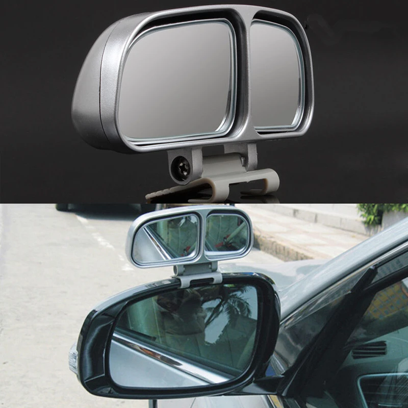 Hot 2Pcs Vehicle Car Blind Spot Square Wide Rear View Mirrors Side Universal Black / Silver