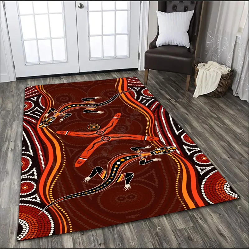 Aboriginal Naidoc Week Heal the Lizard 3D print Rug Non slip Mat Dining