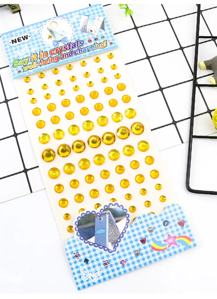 7   6-12mm Rhinestones Stickers Acrylic Different Size Single Round Crystal Stickers Women Mobile Phone Shell Decor Drill Sticker