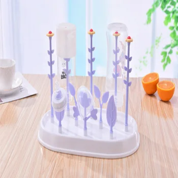 

High Quality Baby Bottle Drying Rack Flower Tree Dryer Bottles With Lids Detachable Baby Feeding Bottle Holder Pacifier Shelf