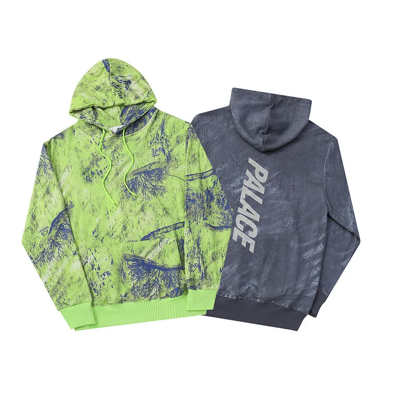 

Pad Dyeing Woods Trees Printed Hoodie British-Style Street Popular Brand Set Square Men And Women Couple Clothes Autumn And Wint
