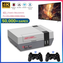 Console de jogo da tevê do raspberry pi 3b com controladores duplos para ps1 4k hd portátil recalbox embutido 50000 jogos