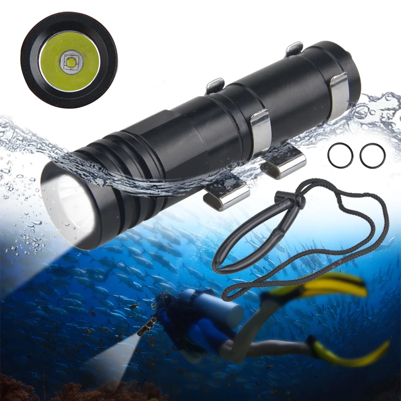 US $14.49 XPE R3 LED Mini Diving Flashlight 100 Meters Underwater Lantern Professional Waterproof IPX8 Diver Torch With Diving Mask Clip