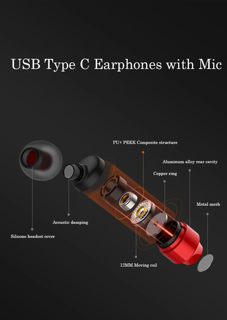 Наушники usb type C для Xiaomi 9 Pro Note 10 CC9 Pro Redmi Note 8 7 K20, наушники-вкладыши с микрофоном, гарнитура для huawei Oneplus 7T