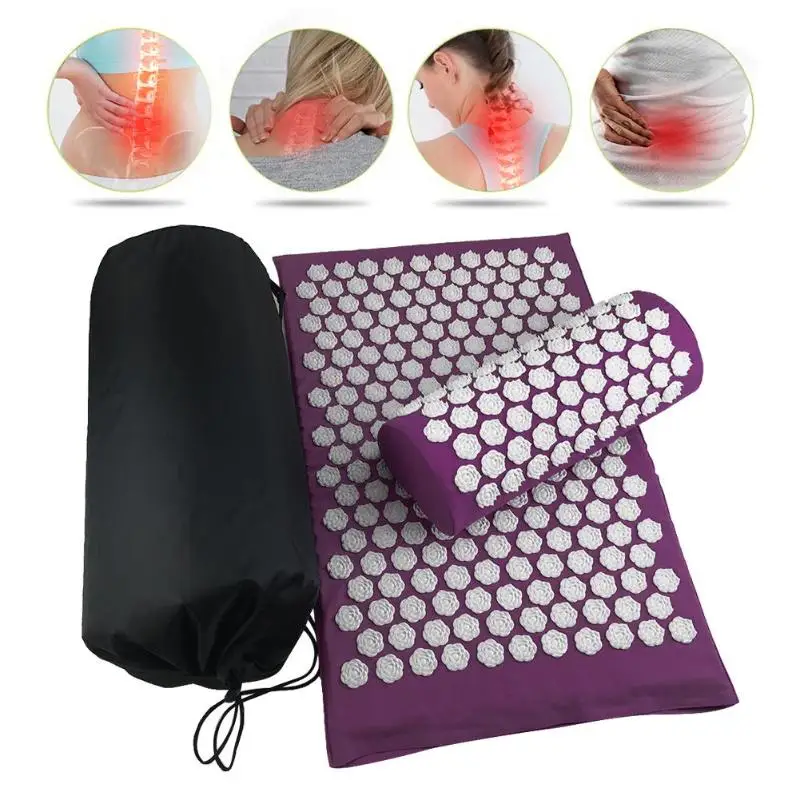 

Lotus Acupuncture Massage Pads Relief Back Body Stress Pain Acupressure Cushion Yoga Mat with Pillow