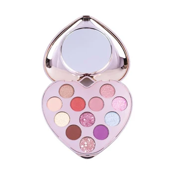 

Heart Eyeshadow Palette Shimmering Matte glitter Makeup powder Pigment Smoky Eye Shadow waterproof Cosmetic 12 color