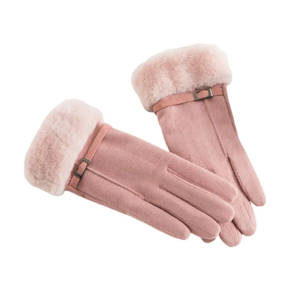 

Women Gloves Winter Warm Cotton Thicken Double Layer Plus Driving Use Female Fleece Gloves Phone Riding Outdoor Gloves Scre H6J0