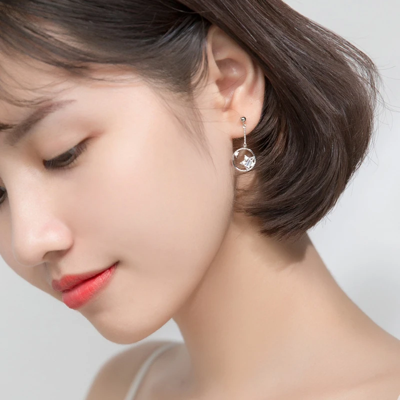 MODIAN Модные серьга геометрической формы для женщин 925 стерлингового серебра