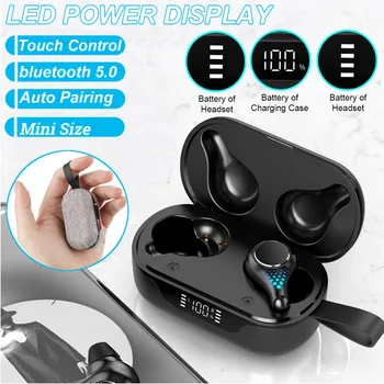 

LED Display V5.0 bluetooth Earphones Headset Wireless Stereo Sport TWS Earbuds With Charging Case Touch Control Auto Pairing