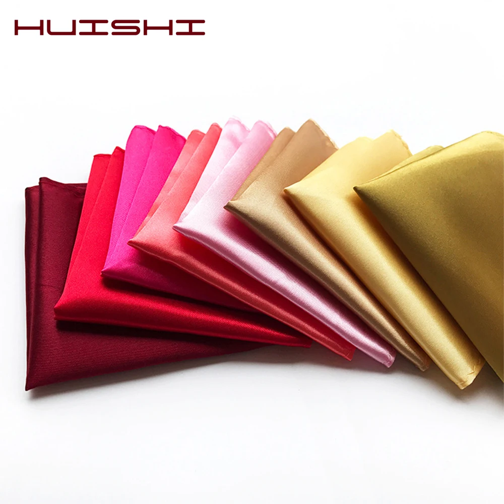 HUISHI Solid Color Vintage Fashion Men Pocket Square Party High Quality Men's Handkerchief Groomsmen Men Hanky Wedding Business