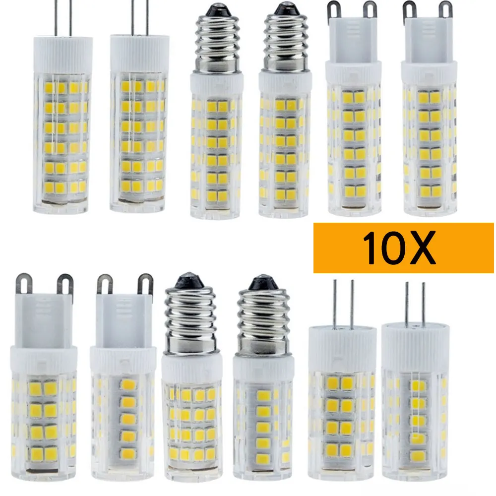 

10Pcs/Lot 5W 6W 7W 9W G4 G9 Lamp Bulb E14 SMD 2835 Ceramic LED Light Bulb Replace 45W 60W Halogen Chandelier lights High Quality