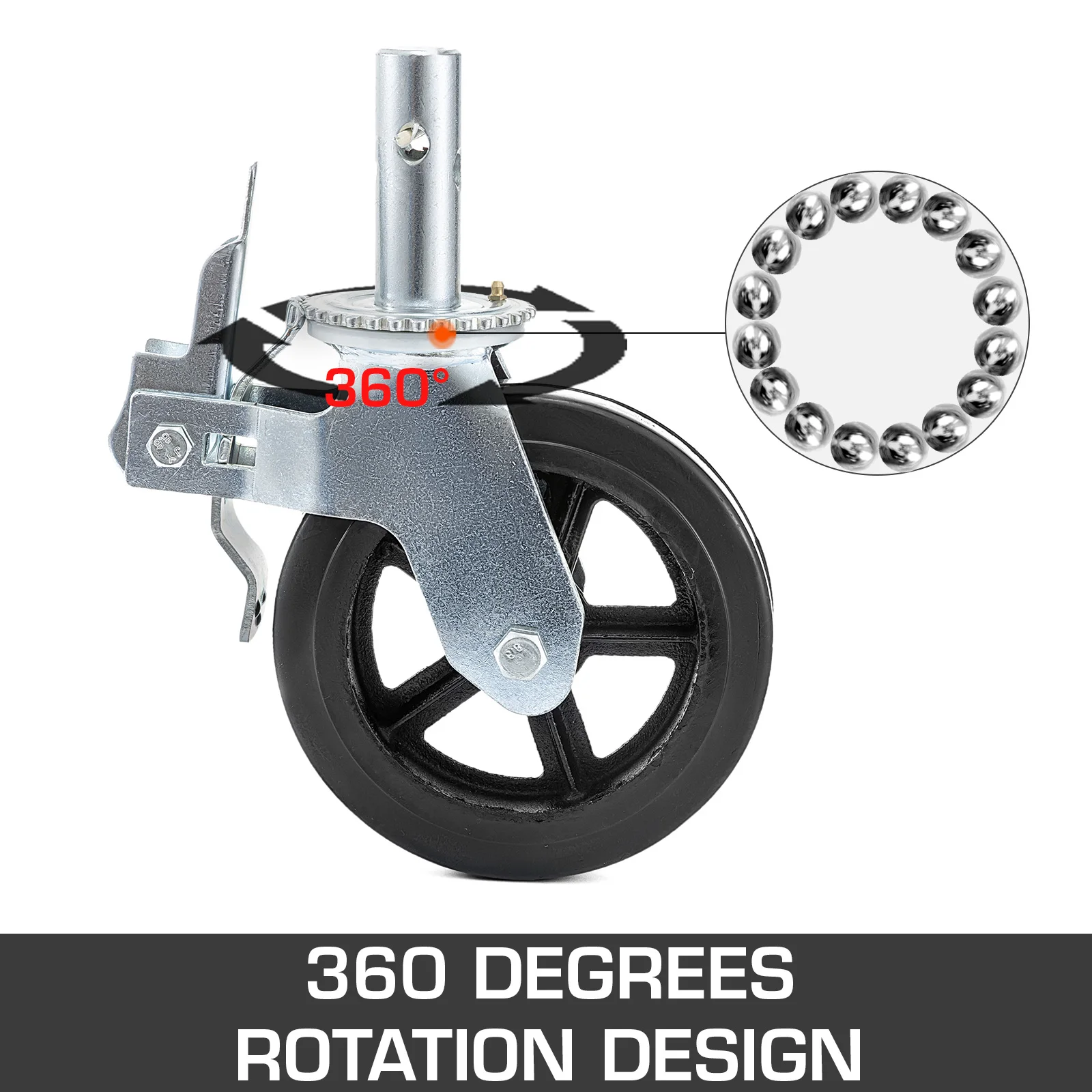 Heavy Duty Rubber Swivel Casters with Dual Locking for Industrial Use