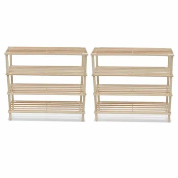 

Wooden Shoe Rack 4-tier Shelf Storage 2pcs 241066