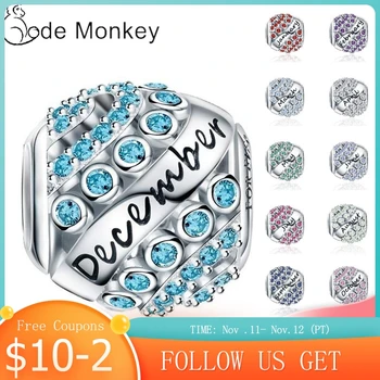 

100% Real 925 Sterling Silver 12 Style Birthstone Fit Original Design Bracelet&Bangle For Women Birthday Fashion Jewelry Gift