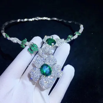 شراءنمط جديد قلادة الزهرة Torques 925 فضة مع مكعب الزركون غرامة المرأة مجوهرات للحزب والزفاف شحن مجاني