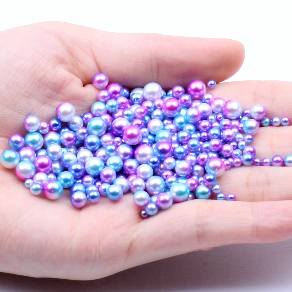 06 Purple Rainbow Mixed Sizes 3/4/5/6mm 500pcs No Hole Round Pearls Imitation Pearls RainBow Color Dresses DIY Jewelry Nail Art Decorations - Цвет: 06 Purple Rainbow