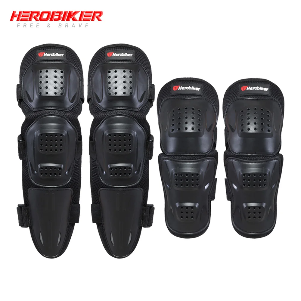 HEROBIKER наколенники и наколенники для мотокросса, набор защитных приспособлений унисекс, наколенники для езды на мотоцикле, наколенники - Цвет: MK1006-BK