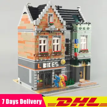 

3668 PCS 10004 Creative Street Architecture View Bike Shop Model Building Blocks Bricks Toys Christmas Gifts for Kids Children