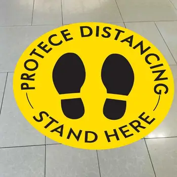 

2 Pcs Social Distancing Ground Sticker DISTANCING Floor Decals Safety Floor Signage Crowd Control Guidance Keep 6 Feet Away
