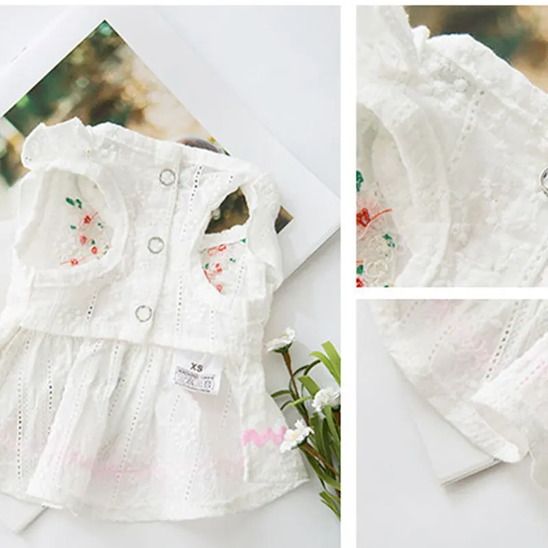 Little Daisy Princess Dog Dresses Cute Cotton Puppy Clothes for Small Dogs Girl Thin Breathable Dog Skirts Floral Cat Costume