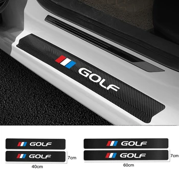 

4PCS Leather Carbon Fiber vinyl Car Door Sill Protector Car Sticker For Volkswagen VW GTI GOLF 5 6 7 8 T5 T7 MK678 Car Styling
