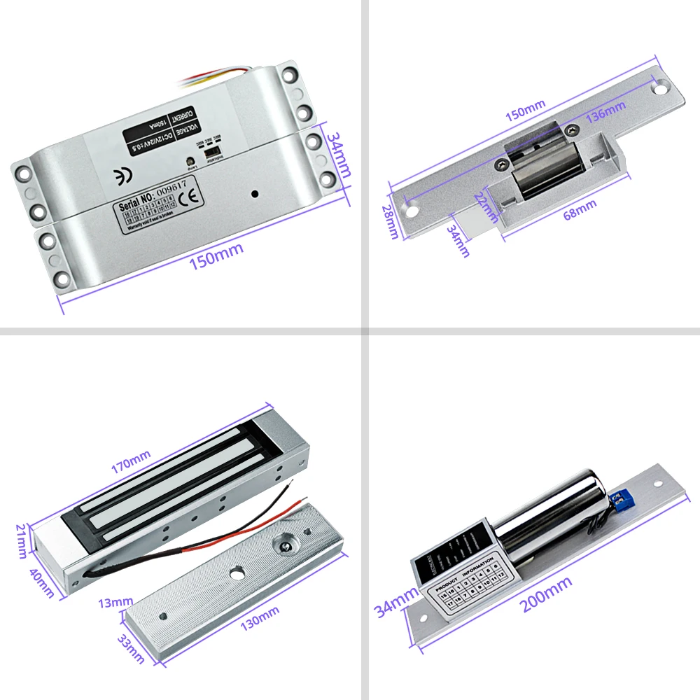 RFID Access Control System Kit Frame Glass Door Set+Electric 180KG ...