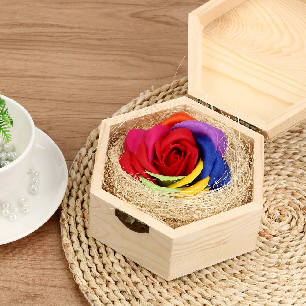 Wholesale 15 Style Colorful Preserved Roses with Wood Gift Box Roses Artificial Flowers New Year Gifts for Girls Dropshipping