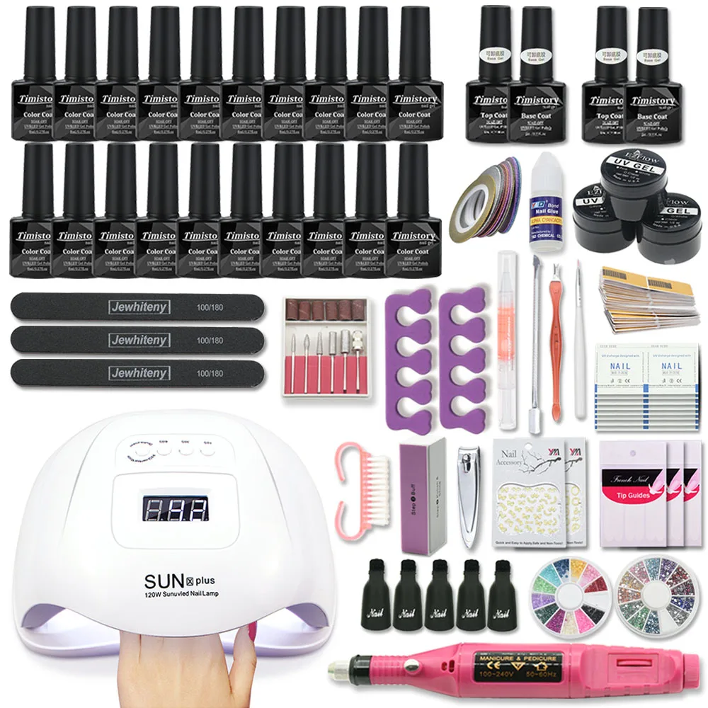 Conjunto de Manicure da Máquina Pces do Unha do Gel Conjunto da Arte do Unha Super do Unha do Unha da Lâmpada do Unha com 120 Conjunto 30 Polonês Ferramenta - 54 w 20 12 High Quality Beleza e saúde