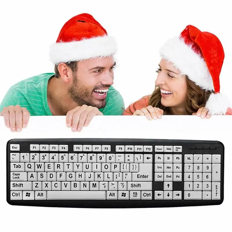 Клавиатура с большой печатью USB клавиатура черными буквами и белыми клавишами